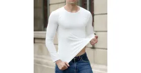 Tee-shirt manches longues col rond pour hommes