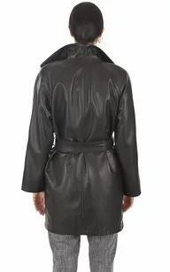 Trench mi-long agneau noir La Canadienne - La Canadienne - Vestes et 3/4 Cuir Noir