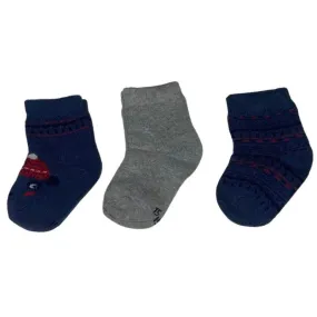 TWINDAY 3 paires de Chaussettes Bébé Garçon Coton TREND Gris Marine