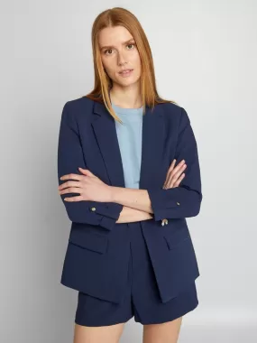 Veste blazer avec manches retroussées - Bleu marine