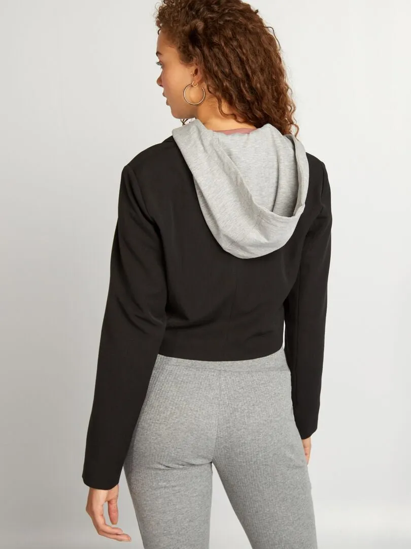 Veste courte avec sweat intégré - Noir