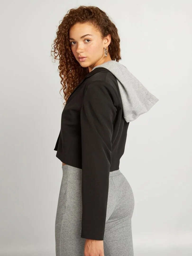 Veste courte avec sweat intégré - Noir