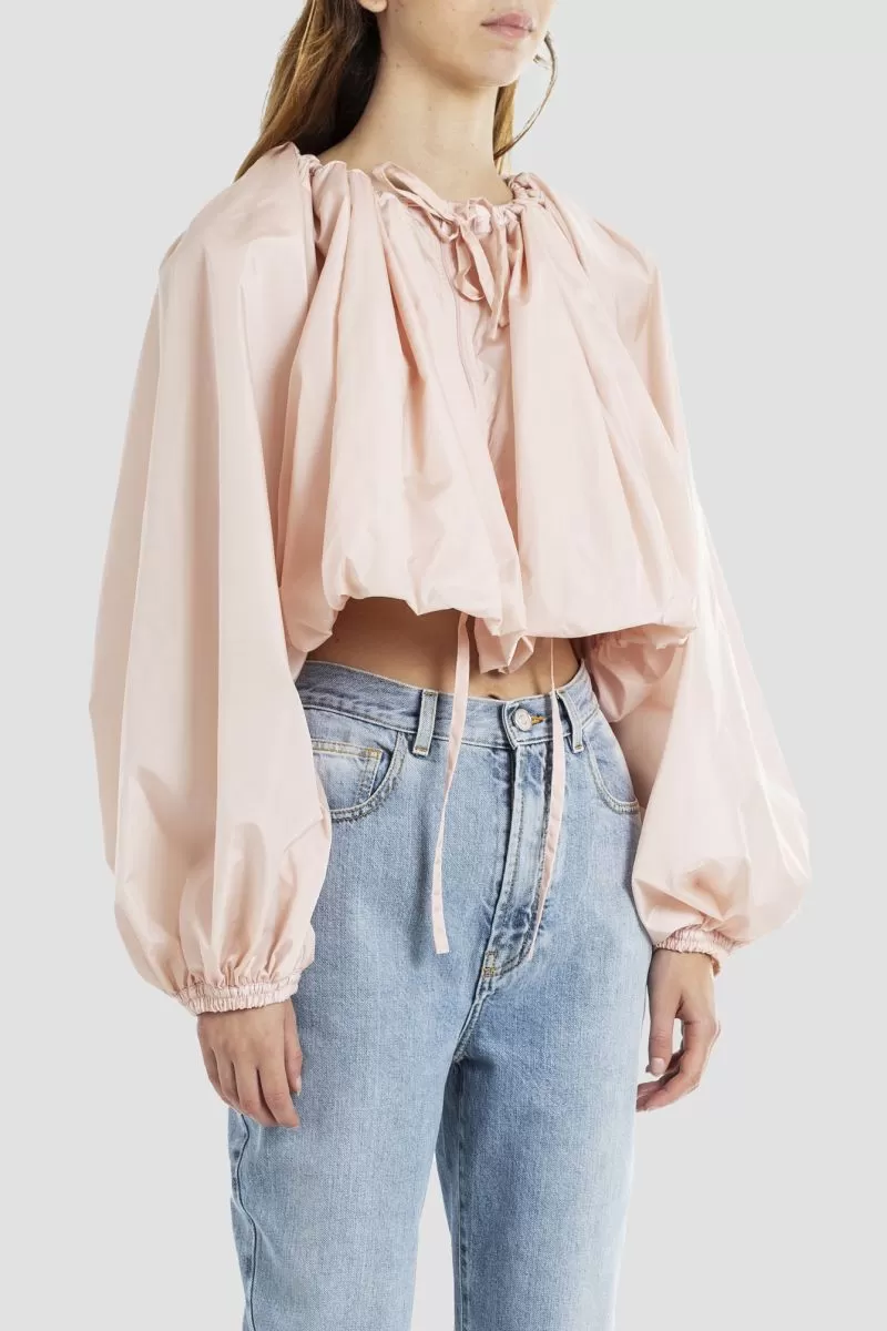 Veste courte rose coupe ballon