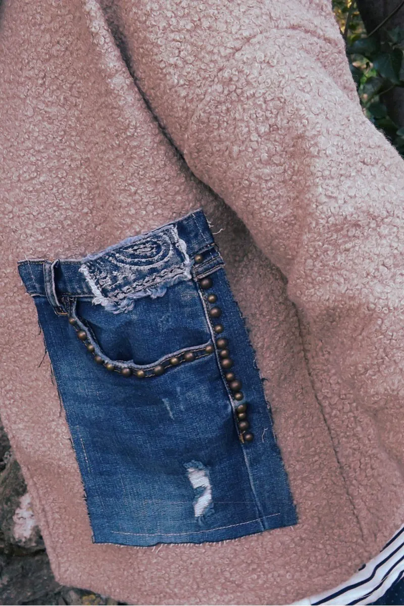 Veste en maille bouclette pour femme