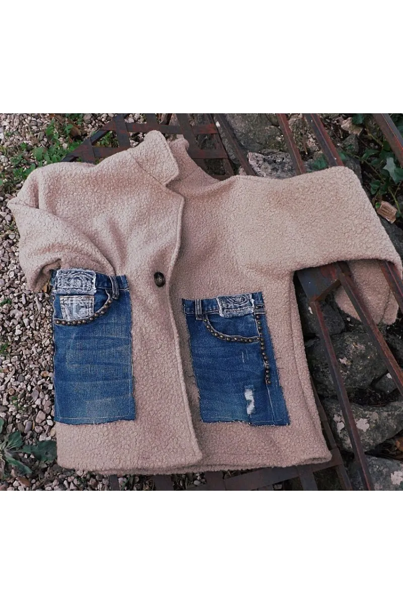 Veste en maille bouclette pour femme