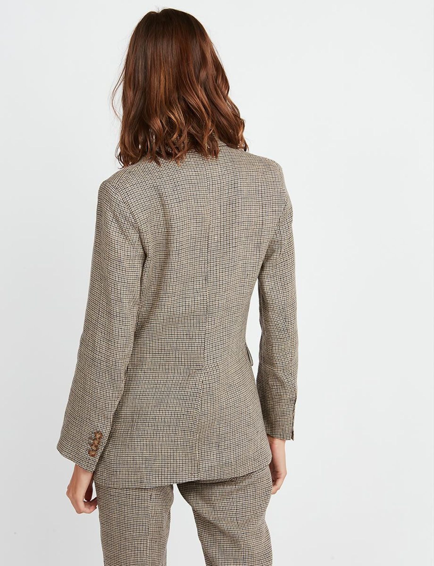 Veste Gaelle pied-de-poule en lin