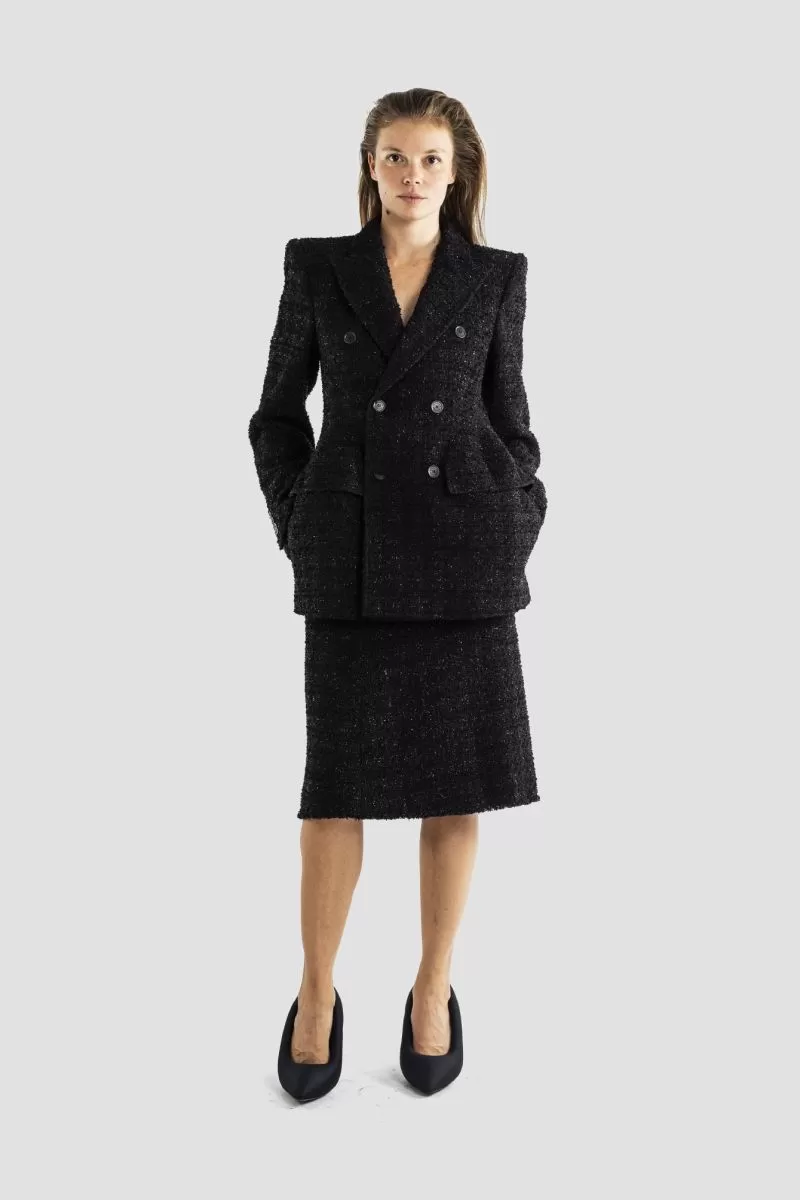 Veste Hourglass noire en tweed