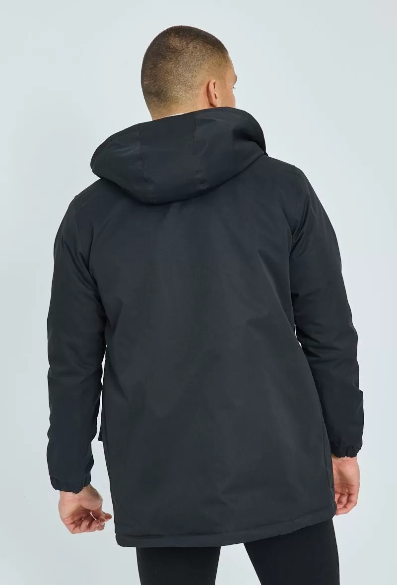 Veste parka milongue à capuche moumoutée