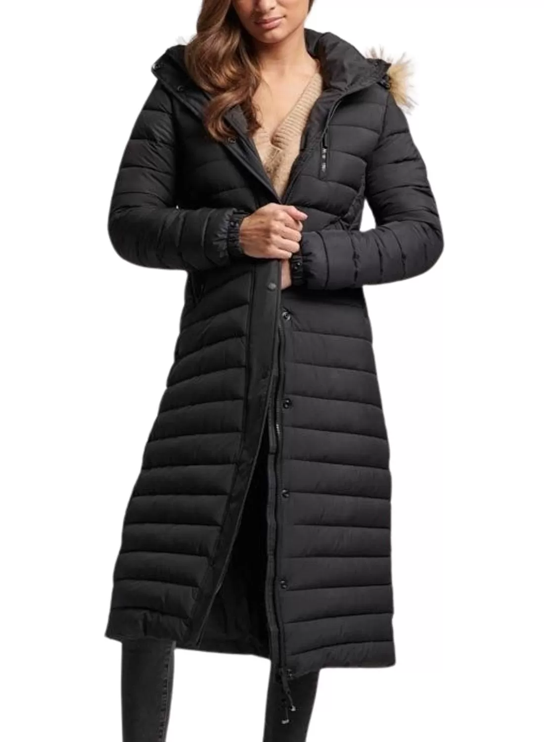 Veste Superdry Fuji Hooded Longligne Noire Femme