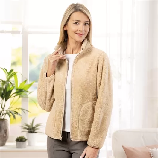 Veste zippée chaude beige
