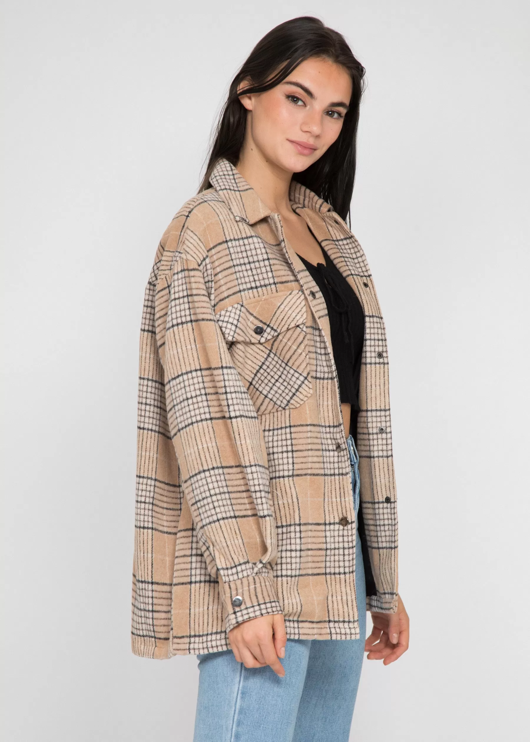Veste à carreaux beige