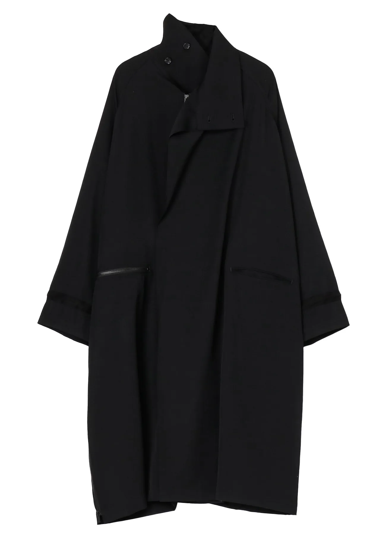 WOOL GABARDINE CROSS ZIPPER COAT