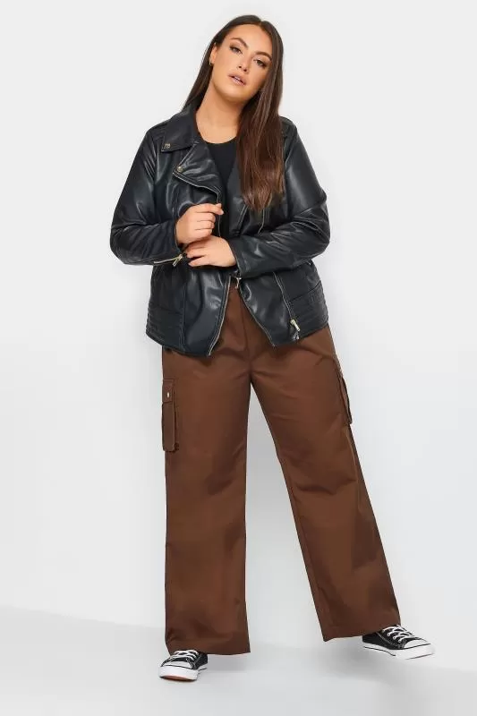 YOURS - Pantalon Cargo Marron Wide Leg