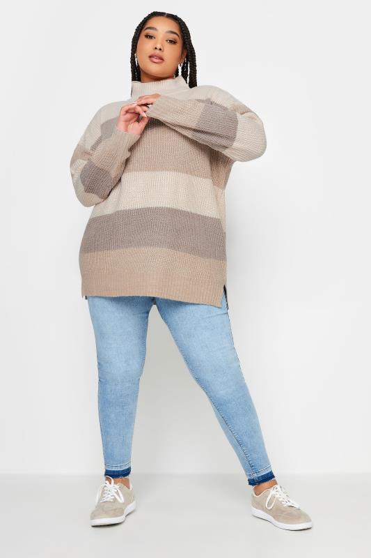 YOURS - Pull Beige Maille Design Rayures