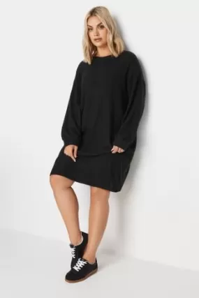 YOURS - Robe-Pull Noire en Maille Toucher Doux