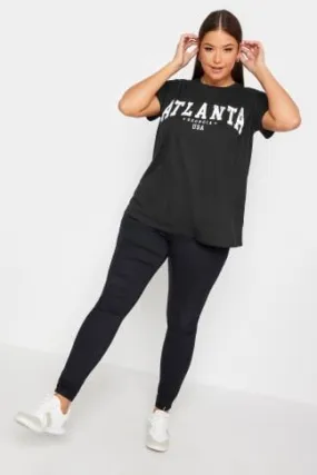 YOURS - T-Shirt Noir Ample Slogan 'Atlanta'