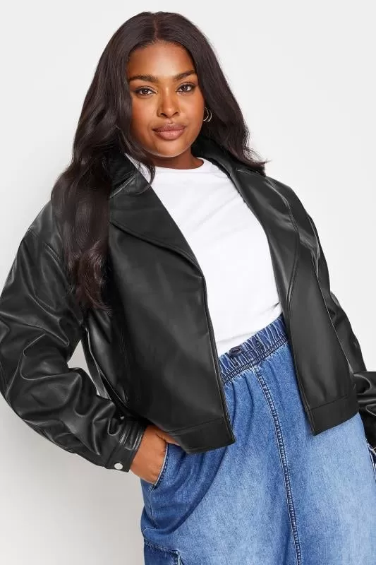 YOURS - Veste Biker Courte Noire Effet Cuir
